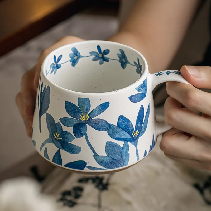 

Chinese style hand-painted elegant ceramic coffee cup office mug 380ML mugs for men and women table decoration home accessories