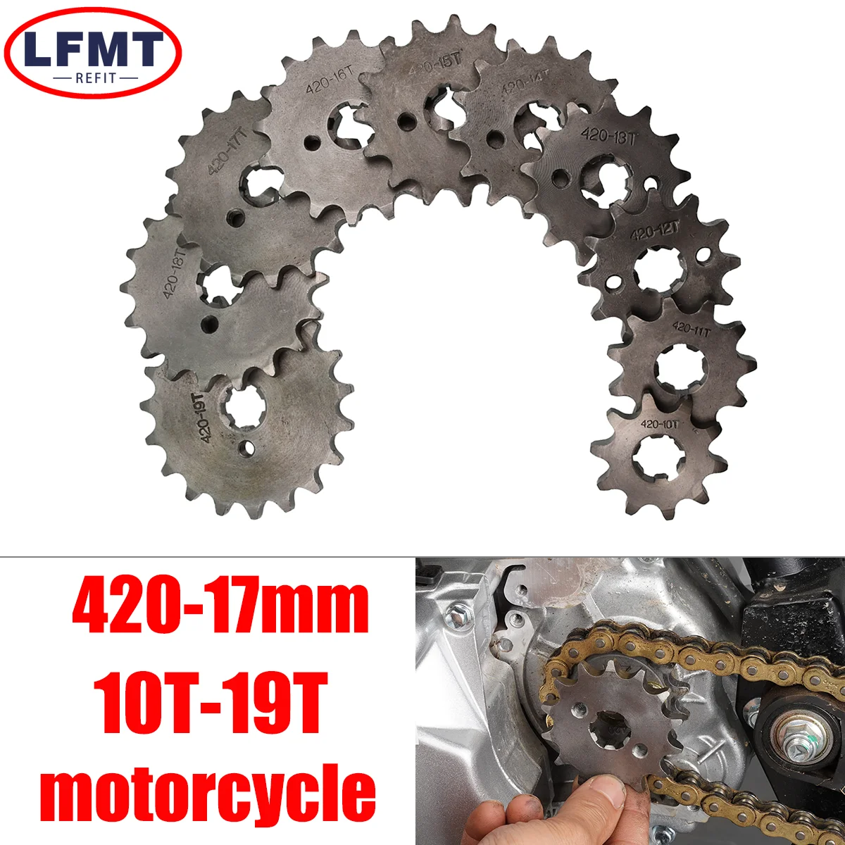 

For Dirt Pit Bike ATV Quad Go Kart Buggy Scooter Motorcycle 420# 17mm Front Engine Sprocket 10 11 12 13 14 15 16 17 18 19T Tooth