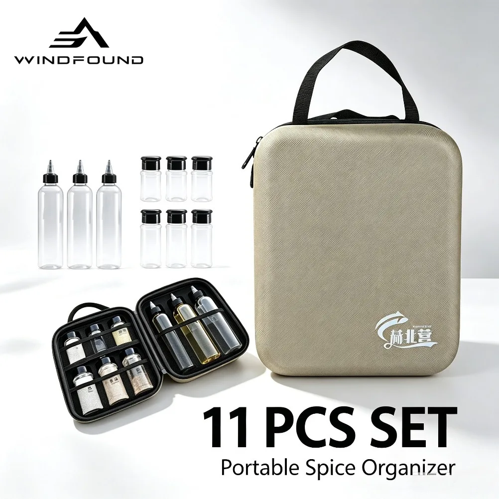 Portable Spice Organizer Set EVA Hard Case 11Pcs Seasoning Bottle Kit Leakproof Outdoor Camping BBQ Travel Condiment Storage Bag