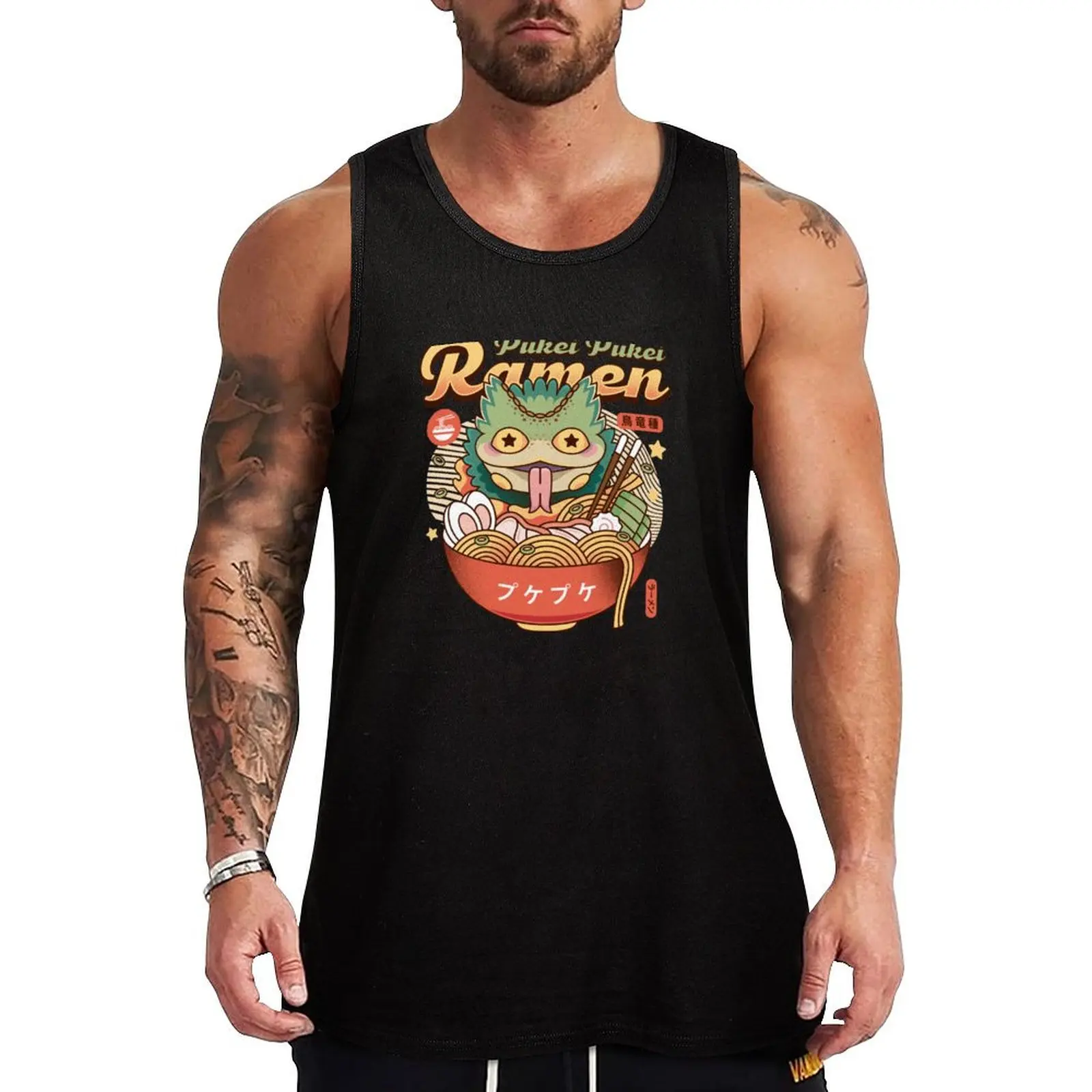 

Pukei Pukei Ramen Vintage Tank Top sports t-shirts for men Men's sleeveless gym shirts Clothing