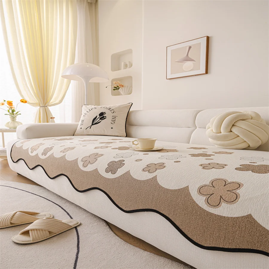 Simple Fashion Four Seasons Universal Light Luxury Chenille Non-slip Leather Sofa Cushion Modern Cushion