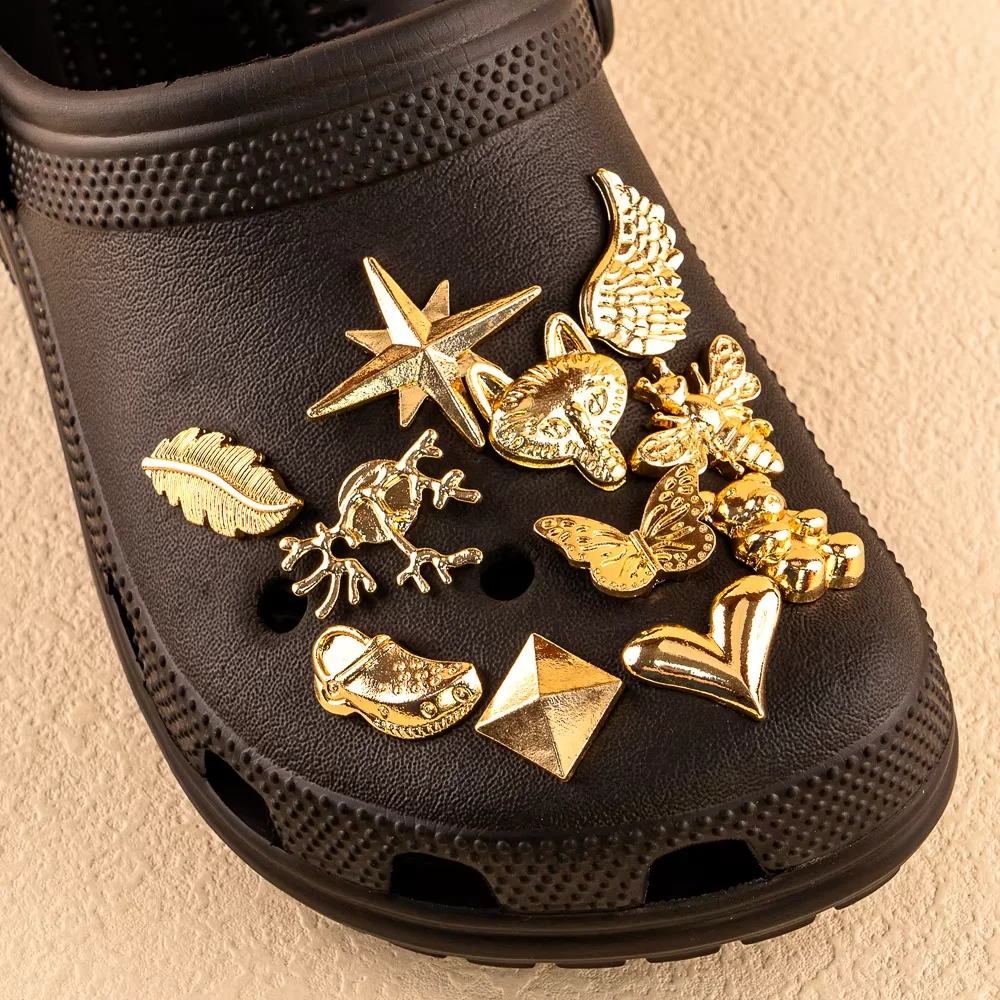 1 stücke Goldene Metall Schuh Charms Designer Schuh Dekorationen Luxus Shinning Schmetterling Pins für Frauen Mädchen Sandale Zubehör Schnalle – Detail 3