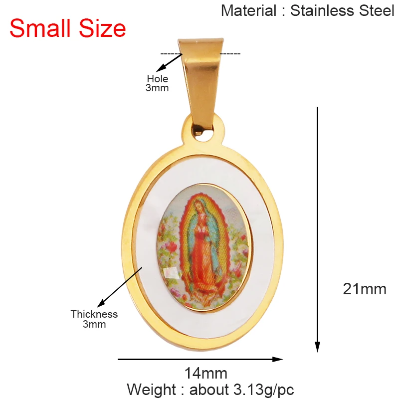 316 Stainless Steel Holy Religious Jesus Virgin Mary Charm Geometry Pendant,18K Gold Plated Rhinestone Jewelry Necklace K87