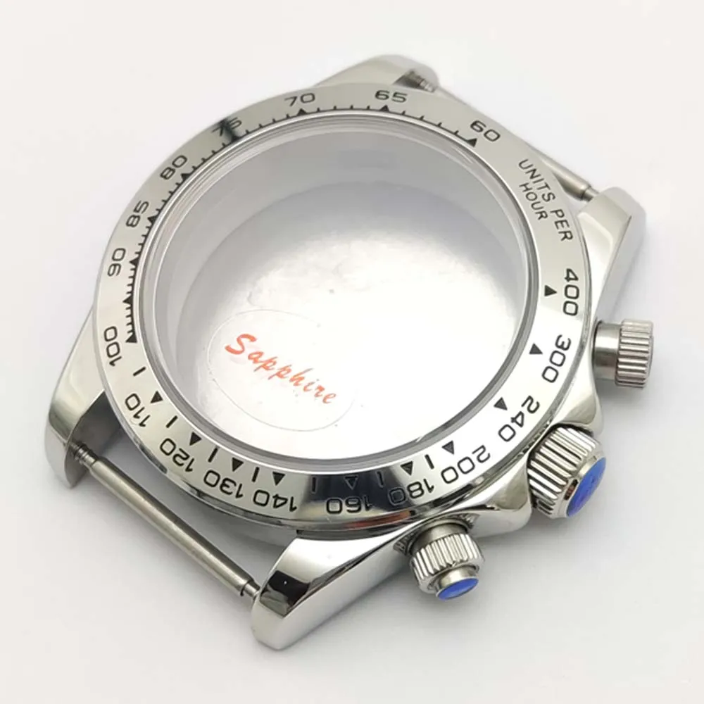 حافظة كوارتز 40 ملم للرجال VK63 VK64 حركة حافظة من الفولاذ المقاوم للصدأ استبدال حافظة كريستال الياقوت