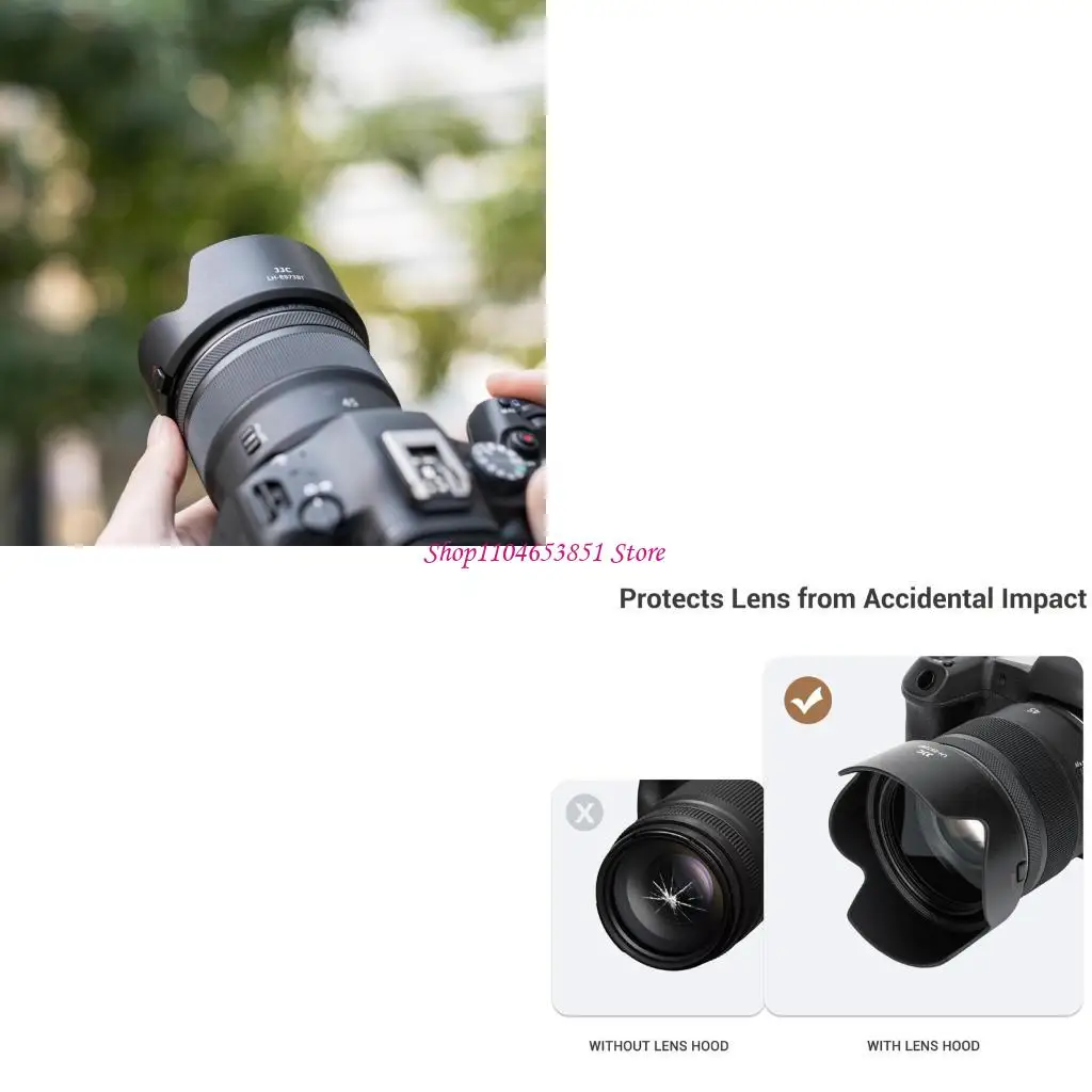 Camera Lens Shade Accessory with Mount On Matte Black ABS Body for 73BII Outdoor Photo Use, Front Lens Coverage and Daily Carry