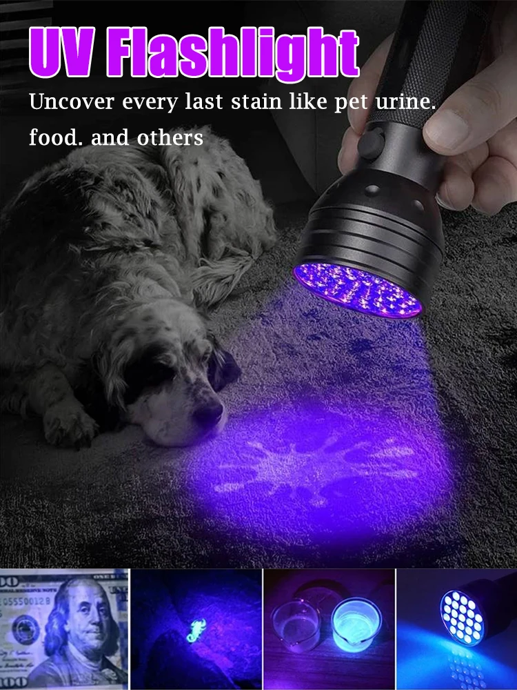 9/12/21/51 LED tragbare UV-Taschenlampe, Schwarzlicht, UV-Taschenlampe, Schwarzlicht-Detektor für Hundeurin, Haustierflecken und Bettwanzen