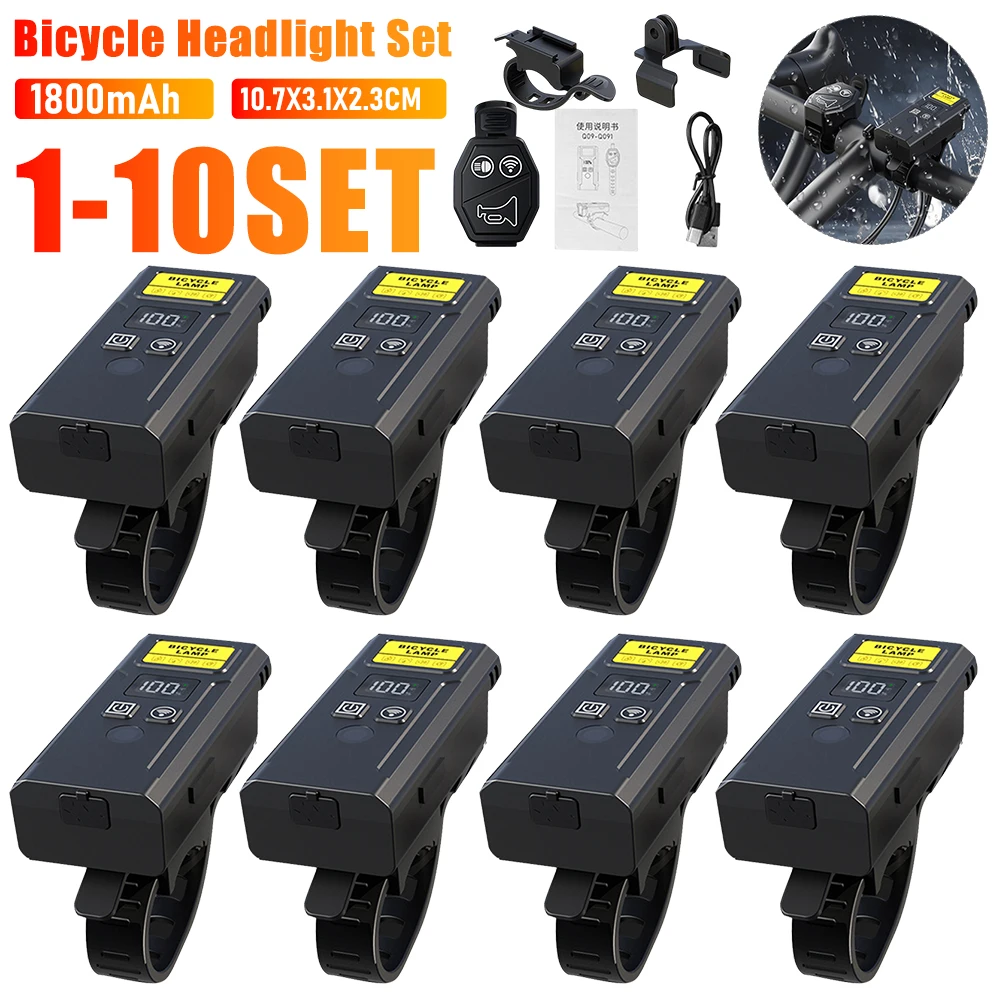 ﻿ 1-10SET Motorcycle Light Set With Horn Bikes Front Lamp Rechargeable Smart Light Sensor Moto Handlebar Flashlight Signal Lamp