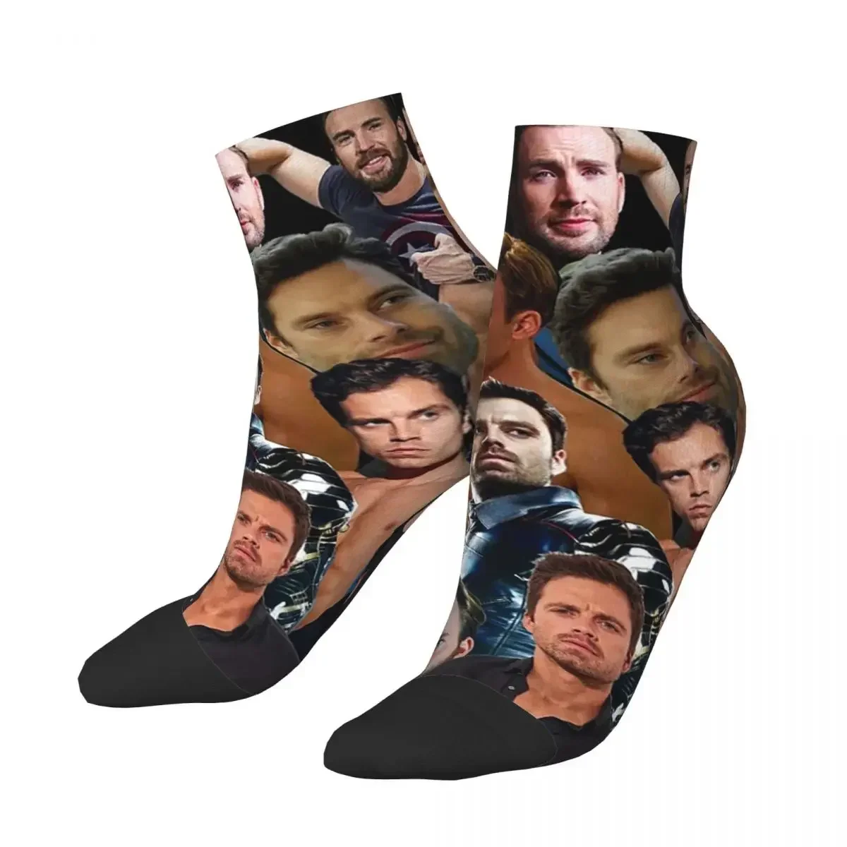 Sebastian Stan And Chris Evans Collage Socks Harajuku Super Soft Stockings All Season Socks for Man's Woman's Christmas Gifts