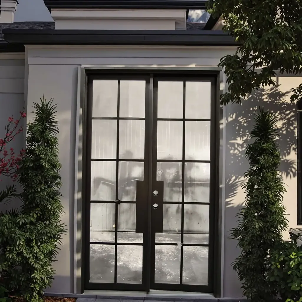 *&F Villa Anodized Aluminum Alloy Frame Glass French Door Large Size French Double Doors Finished Product French Hinged Doors