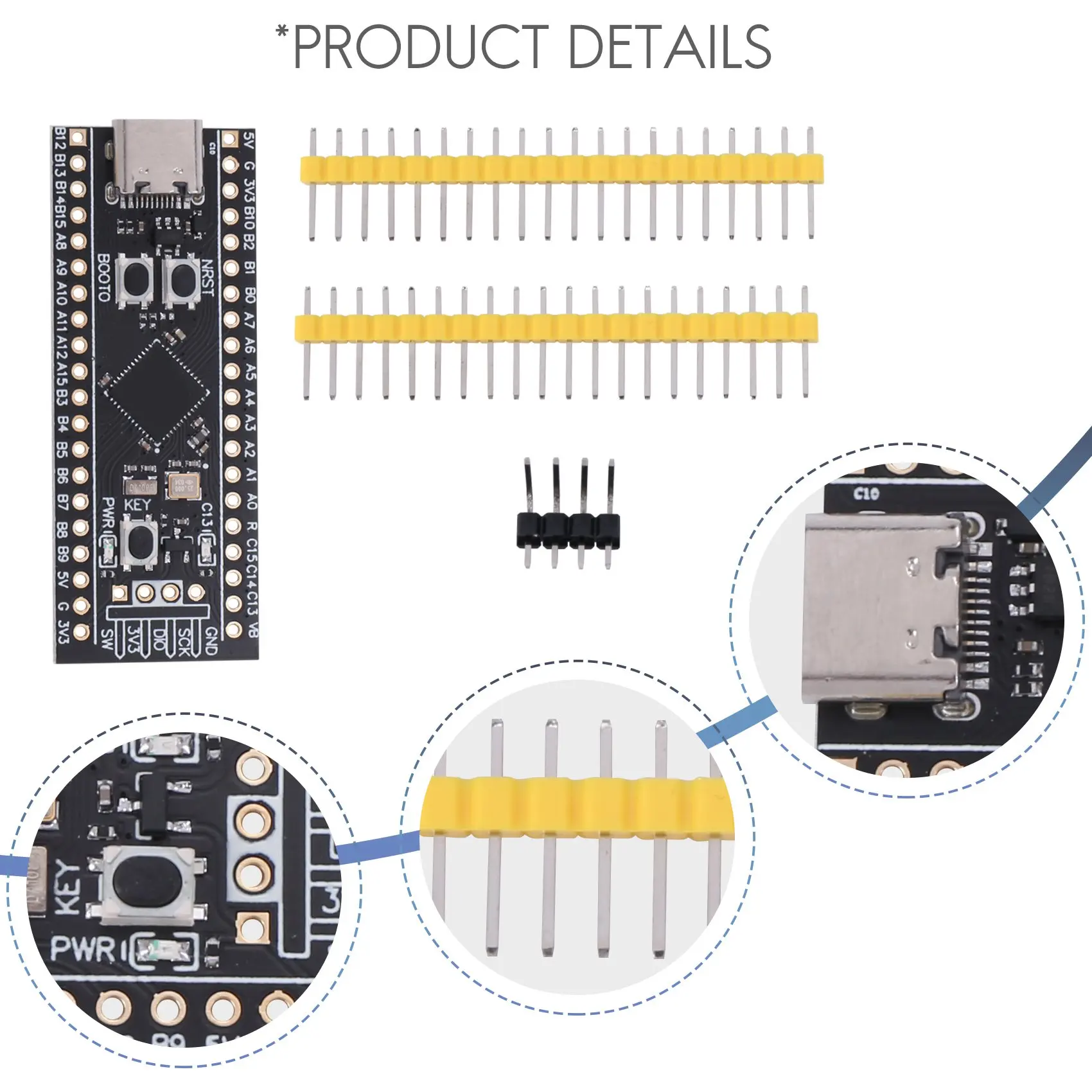 Placa de desarrollo STM32F401, placa de aprendizaje STM32F401CEU6 STM32F4, compatible con programación MicroPython/Arduino_N22R