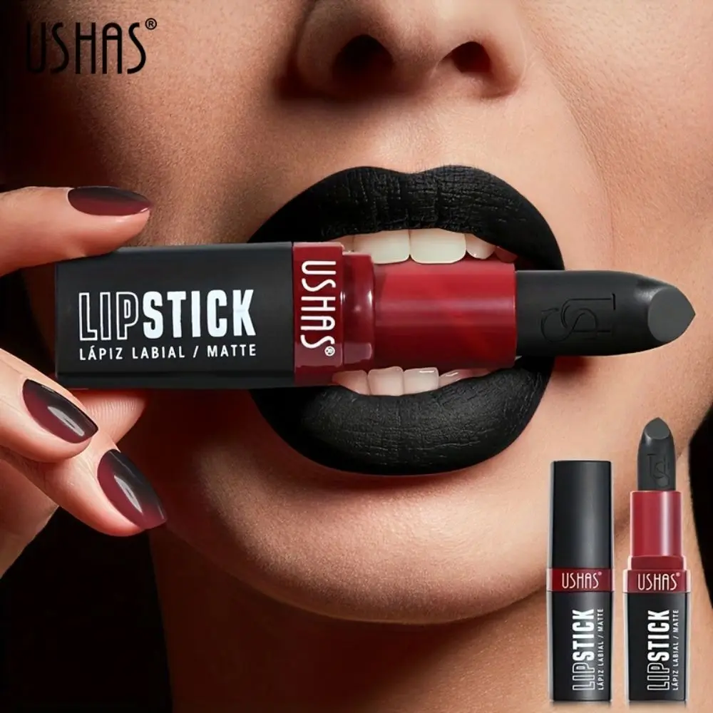 Wasserdichte schwarze Lippen tönung Vintage Make-up langlebigen matten Samt Lippenstift feuchtigkeit spendend Retro dunkle Farbe Lip gloss