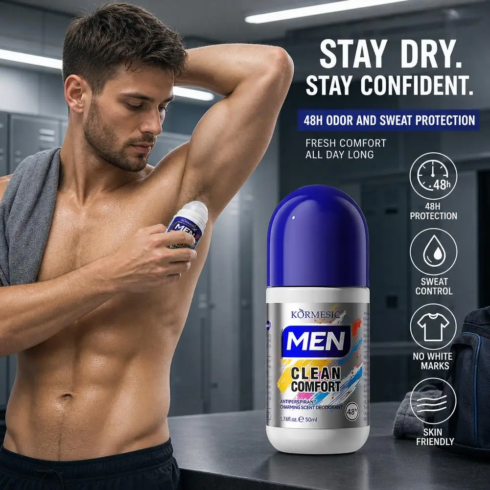 Men's Sweat Reliever Refreshing Rolling Ball Fragrance Bead Body Spray - Deodorizing And Odor Control for Men