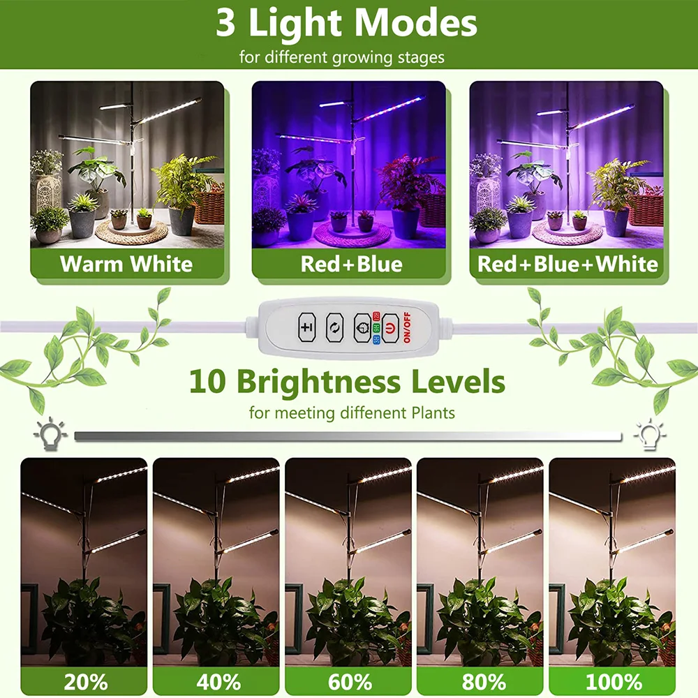 72 LED Plant Grow Ring Light spettro completo dimmerabile USB Phyto Grow Lamp 3/9/12H Timer Phytolamp per coltivazione Indoor Flower