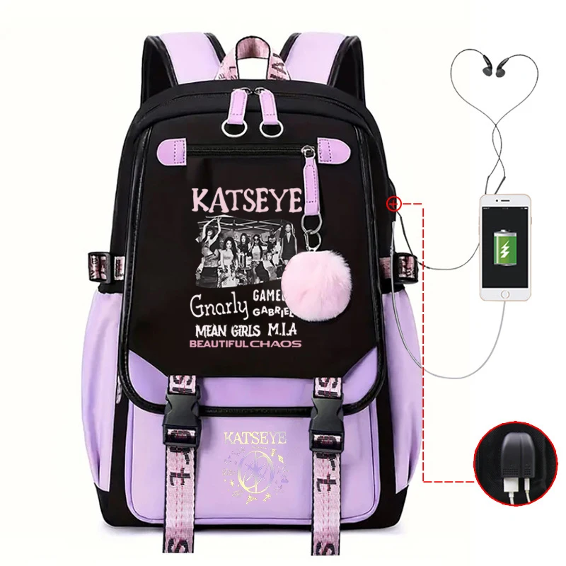 Kpop Katseye Printing Backpack Backpack Girls School Bags Teenage Women Travel Daily Bag Girl Group Peripheral Backpack