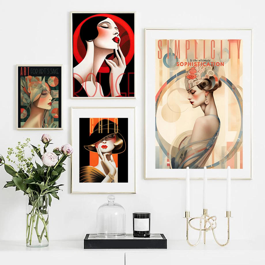 

Fashion Magazine Woman Portrait Poster Vintage Fashion Prints Wall Art Canvas Painting Nordic Poster Home Living Room Decor