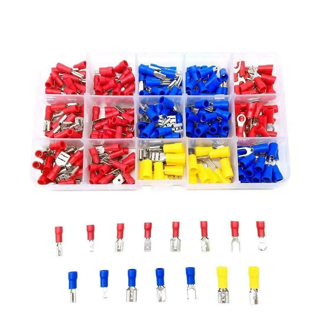 280pcs Fil Connecteur Kit Mâle Femelle Isolé Bornes Froide À Sertir Bornes Assorties Bornes À Sertir Spade Butt Connecteur Kit