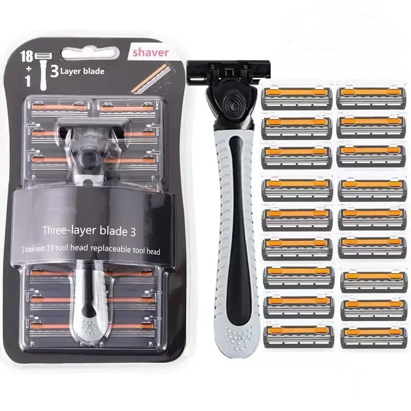 

Shaver Brand New Design Men Razor Shaving Three Layer Shaver Reusable Razor Imported Blade Multi Tool Head Change