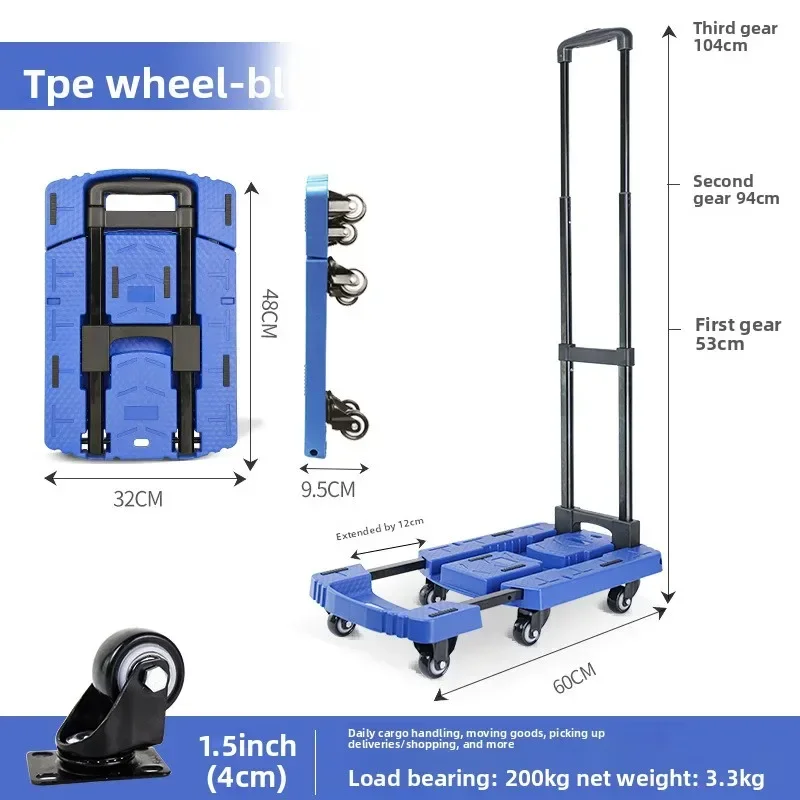 Modern Folding trolley hand-pulled cart flatbed truck portable cargo handling