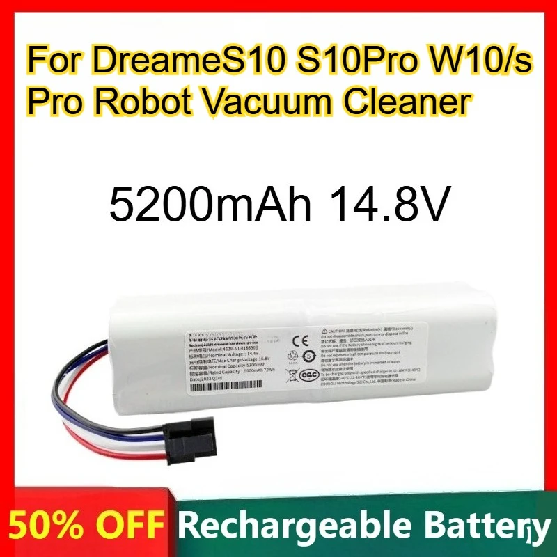 

14.8V 5200mAh Rechargeable Lithium Battery for Dreame S10 S10Pro W10/s Pro Robot Vacuum Cleaner Rechargeable Batteries