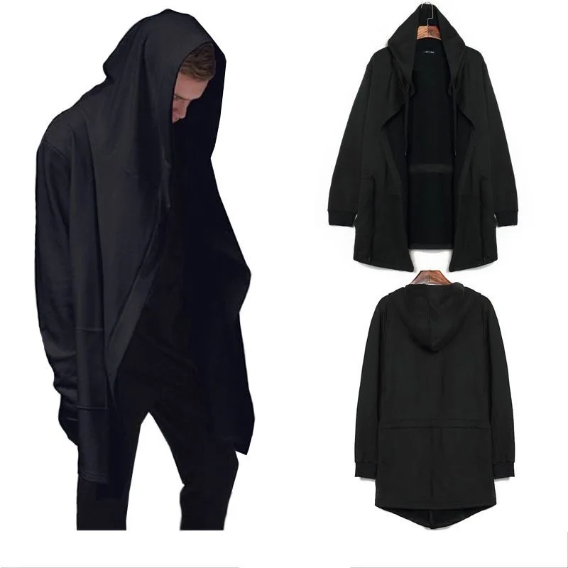 

Dark Style Men's Long Coat Windbreaker Witch's Cloak Hooded Jacket New Arrival Casual Loose Fit Chinese Manufacturer