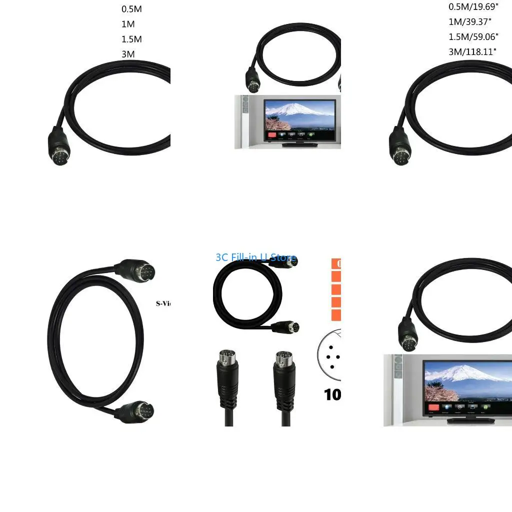 G8TA 3/1.5/1/0.5m S-video Cable Male to Male 10Pin Mini DIN Computer Connector Cable