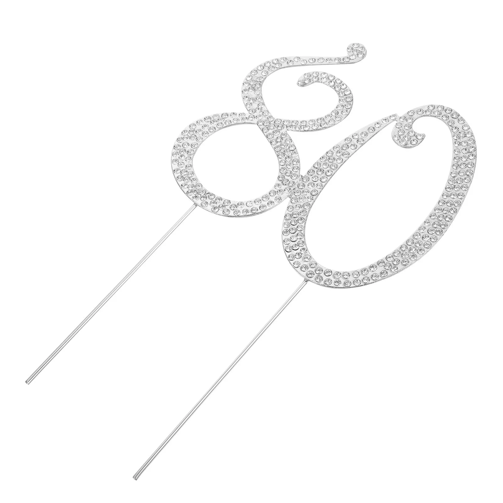 

80Th Birthday Party Cake Topper Rhinestone Decor Alloy Glitter Insert Crystal Cake Ornament Lovely Charming Atmosphere Fun