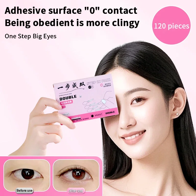 120Pcs/Box Double Eyelid Stickers With Handle Natural Invisible And Long-lasting Shaping Big Eye Beauty Tapes Lift Eyelids
