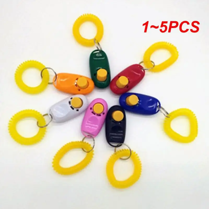 1~5PCS Pet Cat Dog Training Clicker Plastic New Dogs Click Trainer Aid Too Adjustable Wrist Strap Sound Key Chain Dog Whistl