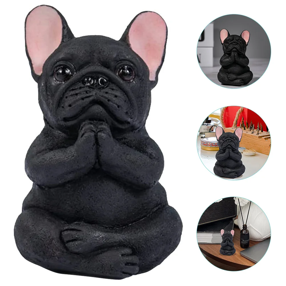 Bulldog Crafts French Household Yoga Sculpture Resin Meditating Sitting Sculptures