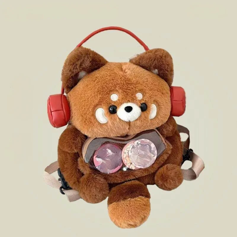 Anime Sweet Girls Kawaii Plush Panda Cute Cartoon Bag Delicate Doll Fashion Headset Leisure Youth Animation Shoulder Bag