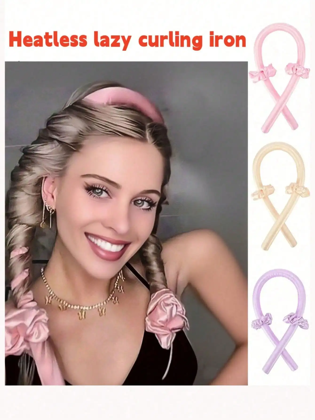 

3pcs No-Heat Hair Curlers Set, Includes Silk Hair Curling Headband, Soft Foam Hair Rollers, Suitable For Long Hair Styling, Loose Curl Hairstyling Tools, Home Bathroom Decor, Fits All Hair Types, Back To School Hair Accessories