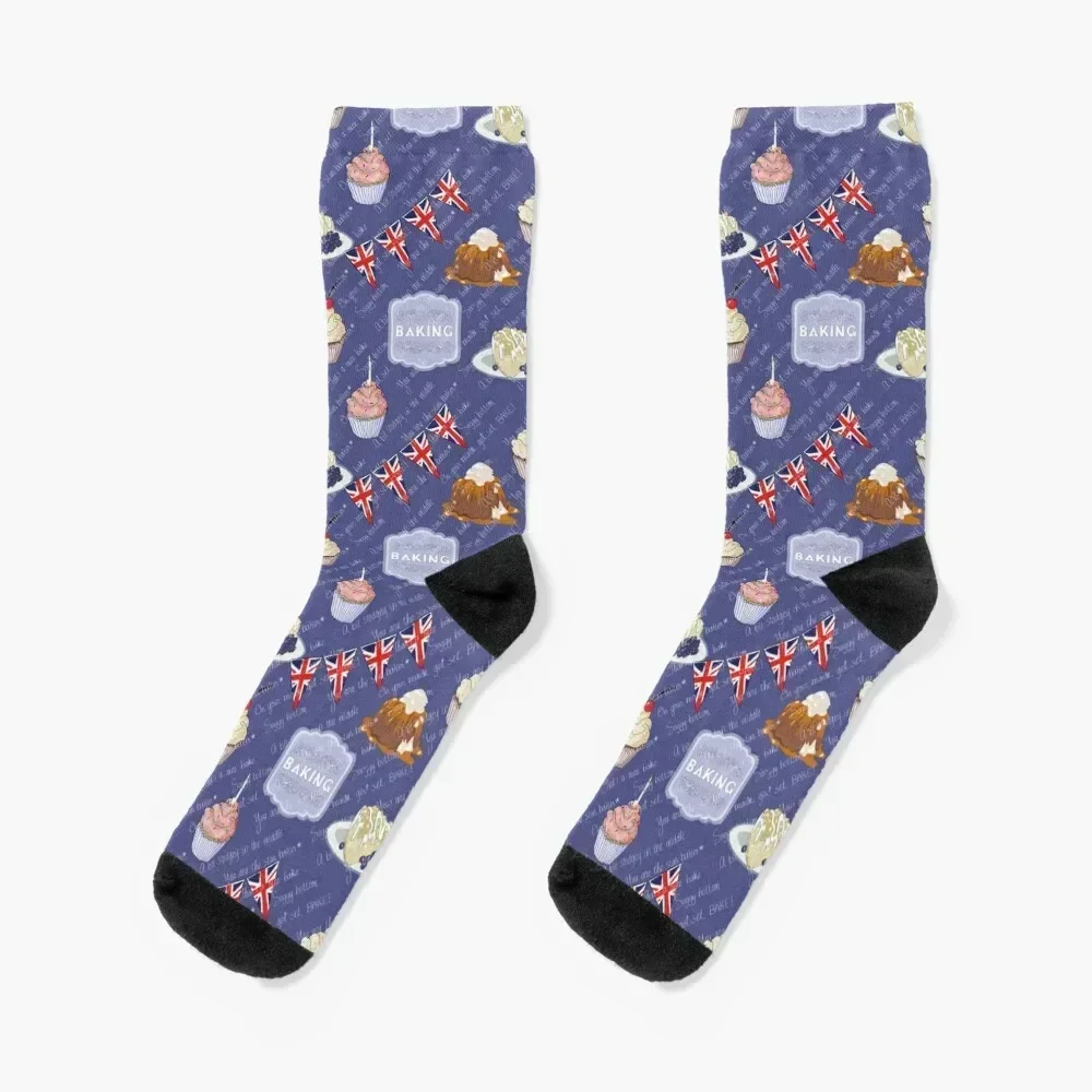 

British Bake Show Socks anti slip football sport retro Ladies Socks Men's