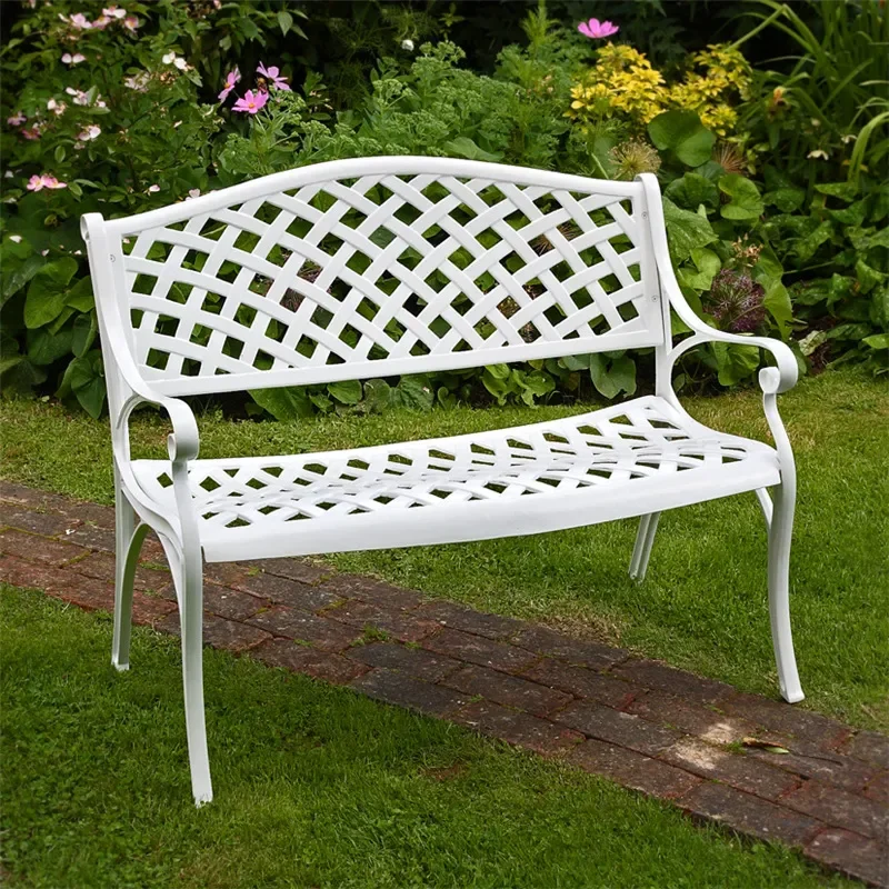 for Simple Outdoor Cast Aluminum Alloy Park Chair Balcony Garden Villa Double Chair Public Backrest Bench Bench Row Chair