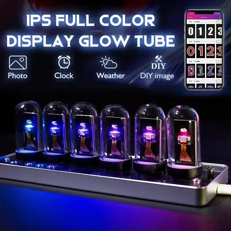 Cyberpunk Clock IPS LED Tube Clocks Vintage Esports 3D Digital Electronic Products Desk Digital Clock Desktop Decoration Gift