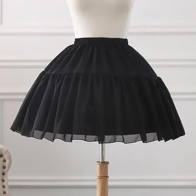 Rok pendek gaun bola rok pendek Cosplay rok sifon dua tulang Lolita rok balet Rockabilly Crinoline