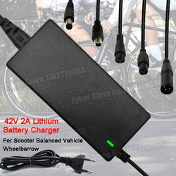 42V 2A Lithium Battery Charger 42V 2A 5-plug DC Power Adapter AC100-240V US/EU Plug Battery Adapter For Scooter Balanced Vehicle