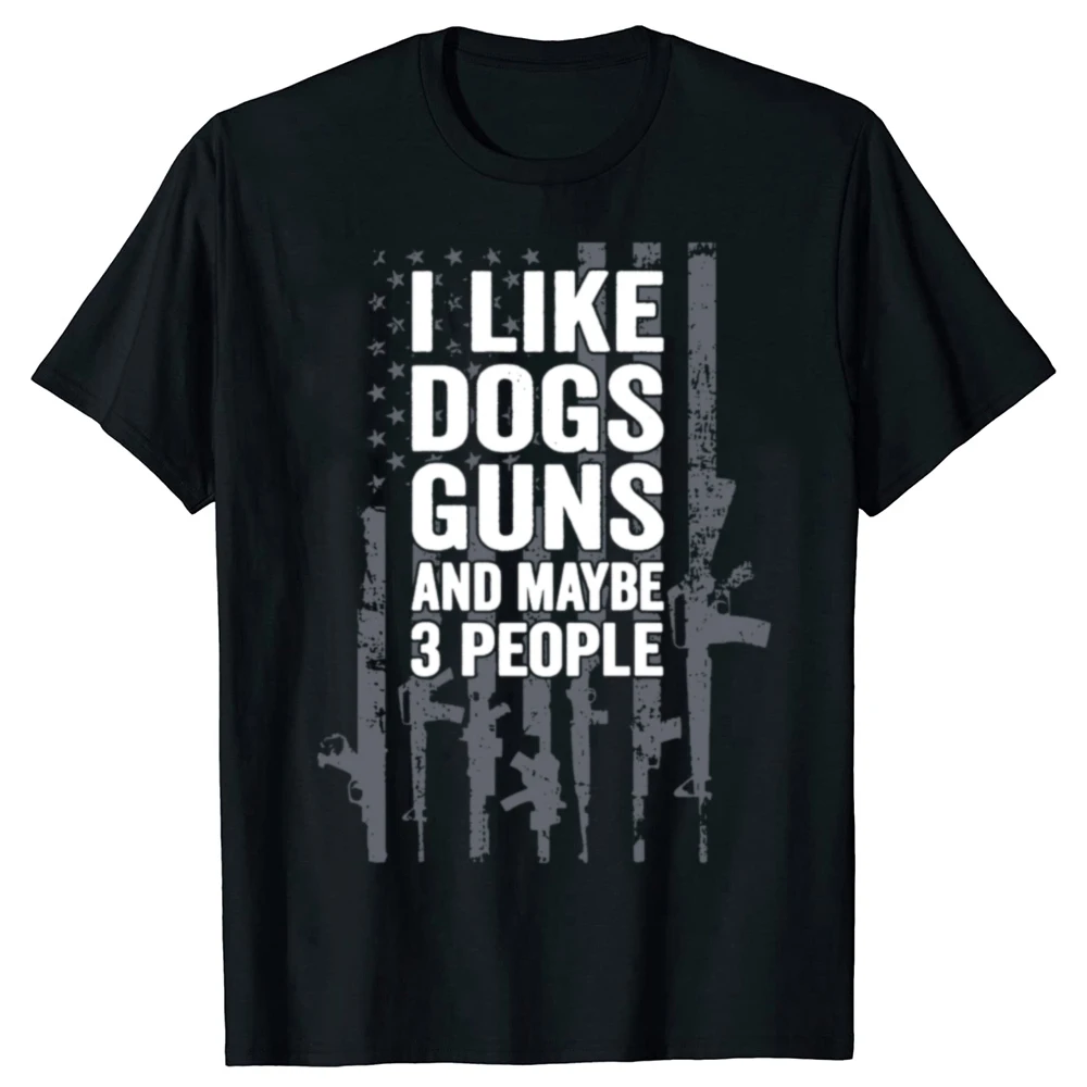 مضحك أنا أحب الكلاب البنادق وربما 3 أشخاص الجرافيك تي شيرت الرجال النساء موضة عادية التي شيرت 100% القطن فضفاض المتضخم تي شيرت