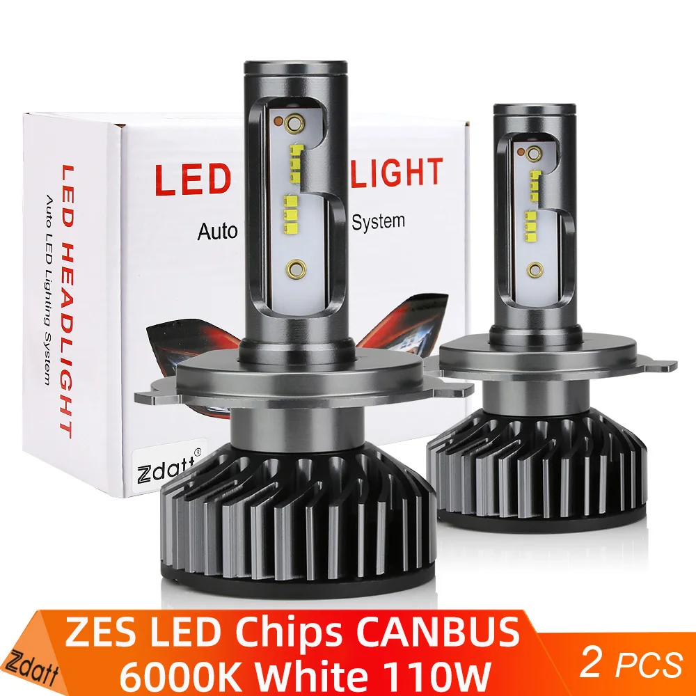 Zdatt H7 Led Canbus Lamp H1 H4 H8 H11 9005 HB3 9006 HB4 880 H27 Led Headlights 12V 6000K 110W 50000LM Turbo ZES Car Fog Lights