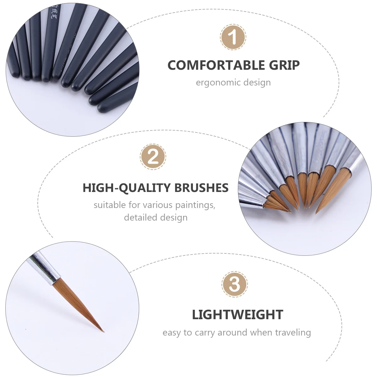 

10 шт., набор кистей для рисования художника, ручка-лайнер для акварельной акриловой живописи, миниатюрная кисть для рисования деталей для рукоделия