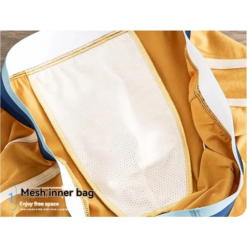 1/3 PCS/Pack 7A Antibacterial Big U Mesh Breathable Crotch Men's Panties 100% Cotton Trendy Underpants High Elastic Waist Boxers image 4