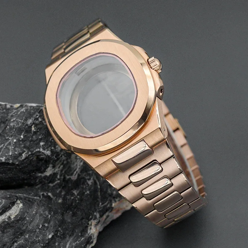 

41mm Modified Luxury Sapphire Crystal Glass Parts for NH35 NH36 Movement Rose Gold Case Stainless Steel Strap Watch Repair Tools