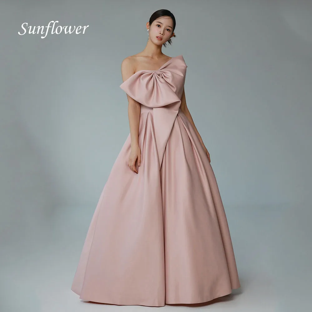 Zonnebloem Roze One-Shoulder Eenvoudige Schoonheid Bruid Trouwfeest Jurk Backless Korea Beautifs Fotografie Trouwjurken Voor Vrouwen