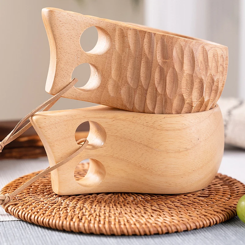 Wooden Milk Cup - Eco-Friendly Japanese-Inspired Wooden Mug With Handle For Home Use, Perfect For Milk And Beverages