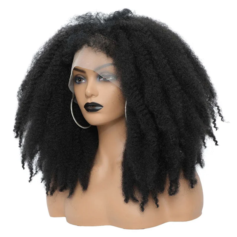 

Afro Back Curly Hair Wig Curly Hair African Caterpillar Front Lace Hair Female Long Hair Bomb Hair For Daily Use, Durable