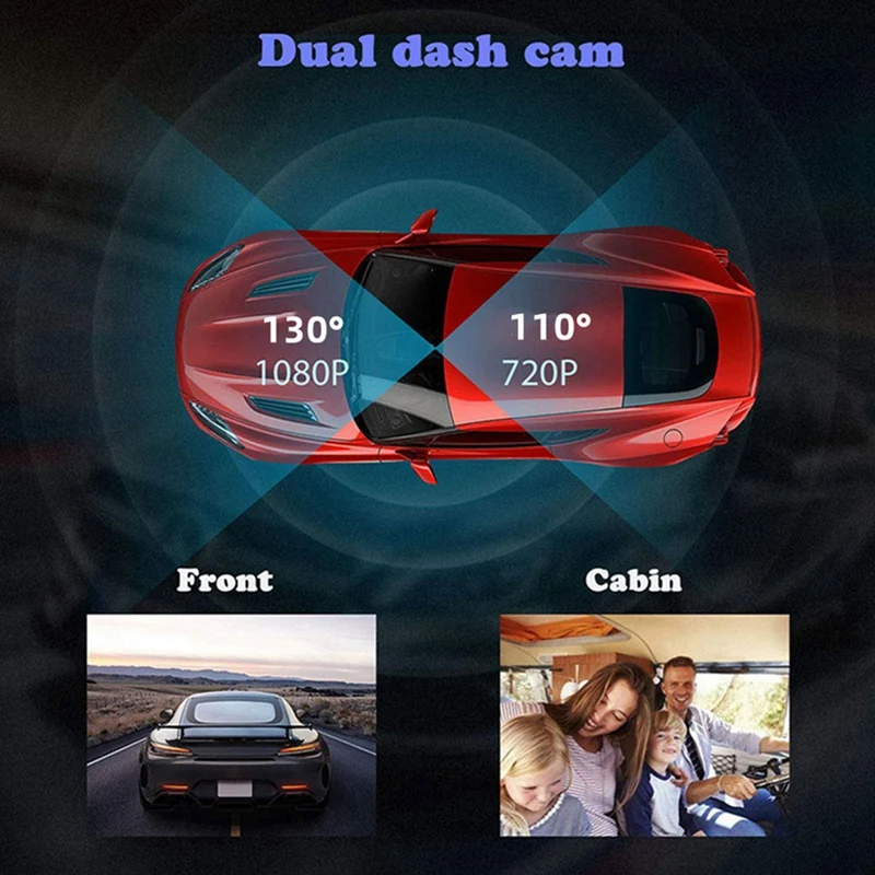 3 Channel Car DVR Camera 1080P Dash Camera With IR Night Vision, Loop Recording, Parking Monitor