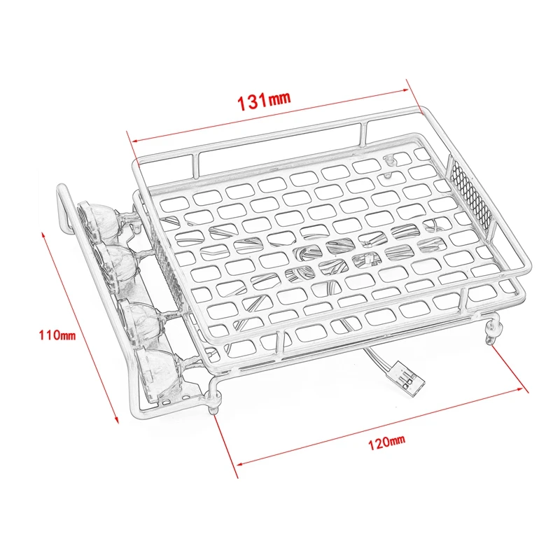 Universal Roof Racks With LED Light for 1/14 1/12 1/10 RC Crawler Car SCX10 CC01 MN D90 D91 D99 MN90 MN99S