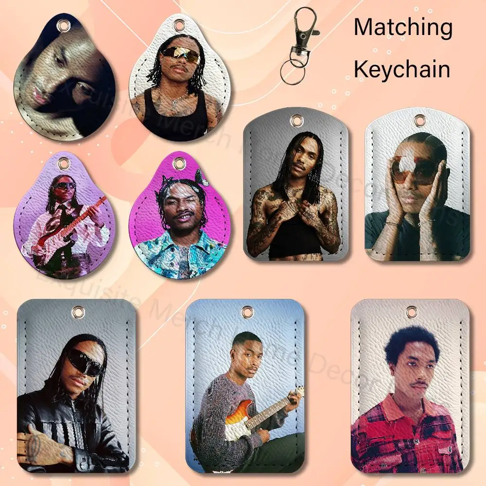 S-Steve L-Lacy Oh Yeah Leather Card Holder with Exquisite Keychain purpose Case for Air Tag Metro ID Access Control Card