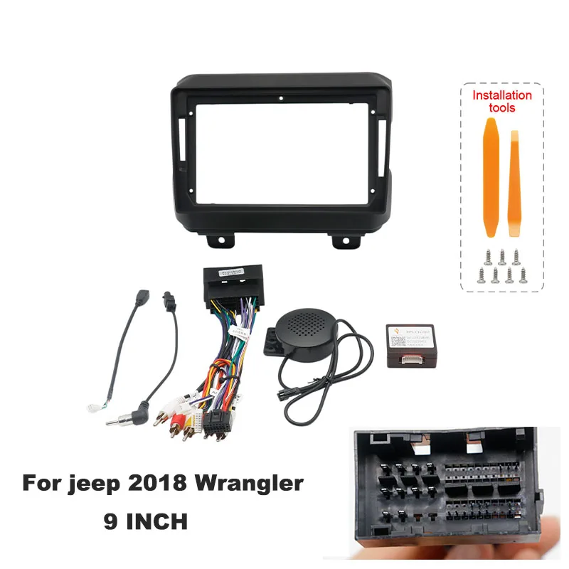 For jeep 2018 Wrangler 9 INCH Car Radio Android Stereo audio screen multimedia video player navigation cables Harness frame