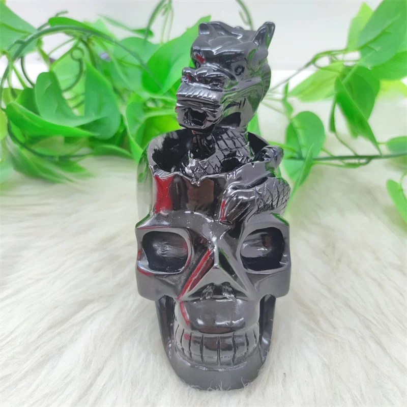 Wholesale Black Obsidian Dragon Skulls  Backflow Incense  Holder Crystal Incense Burner