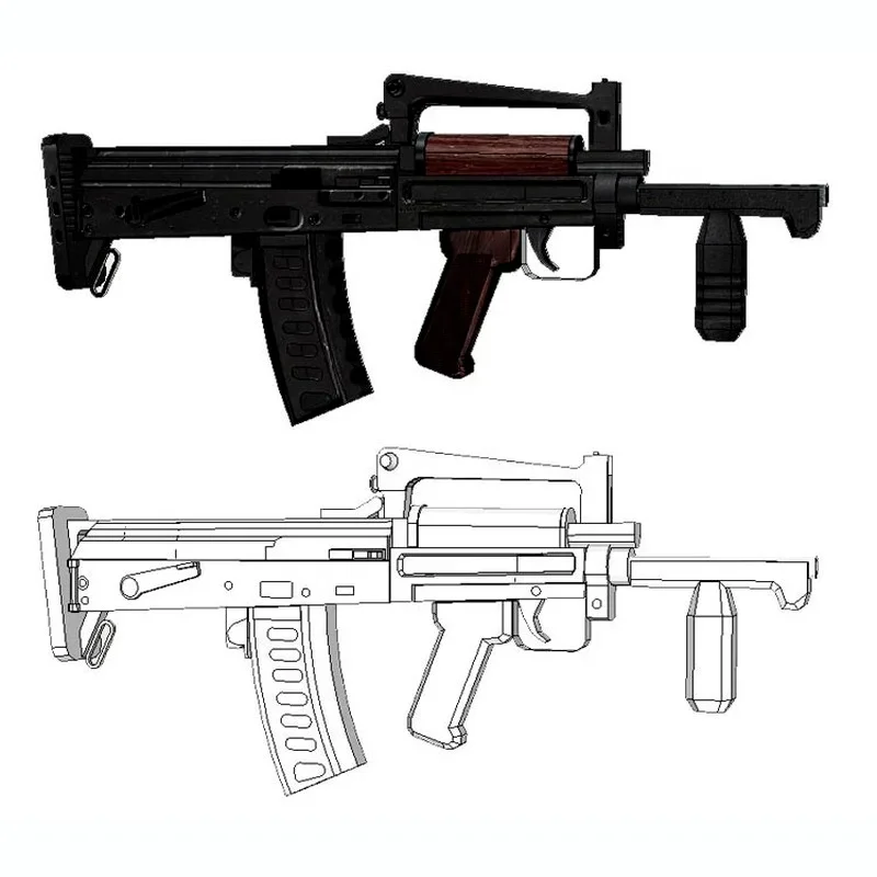 120cm Groza Submachine Gun 3D Paper Model Weapon 1:1 Puzzles Papercraft Hand-made Toy